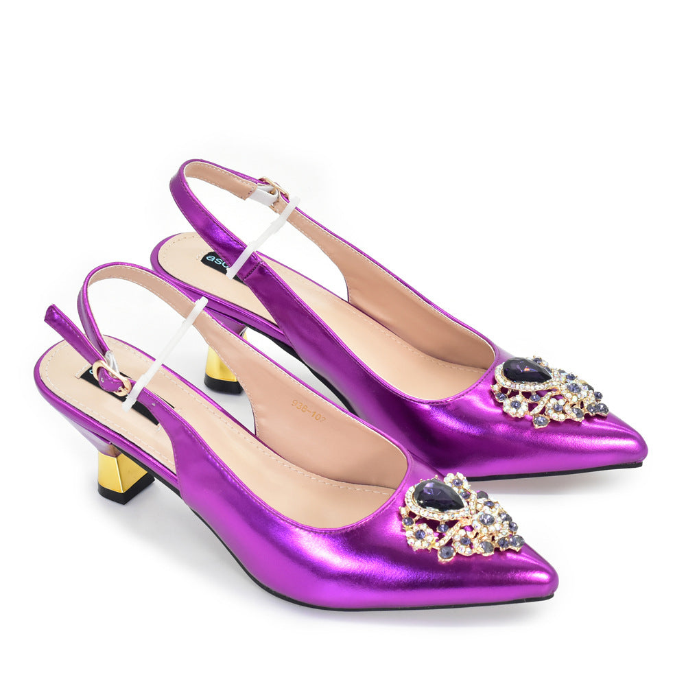 Rhinestone Bridal Pointed-Toe Sandal & Bag Set — model wearing