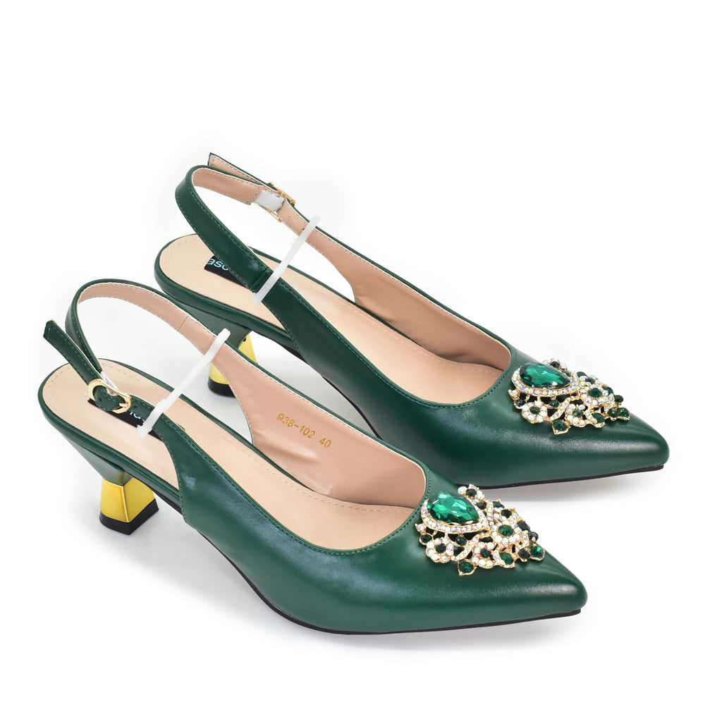 Rhinestone Bridal Pointed-Toe Sandal & Bag Set — runway angle