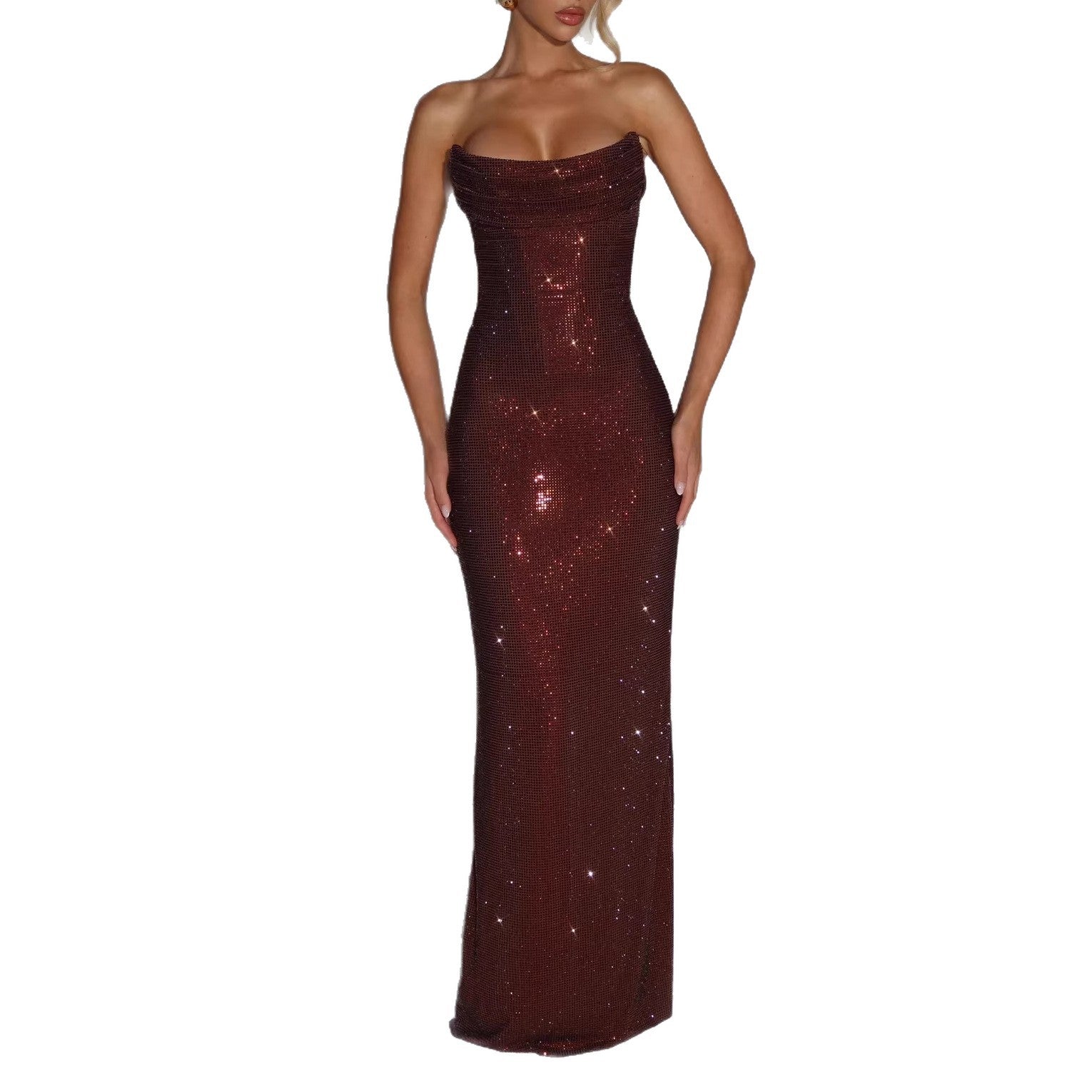 Rosamund Rhinestone Embellished Strapless Column Gown - additional view 5