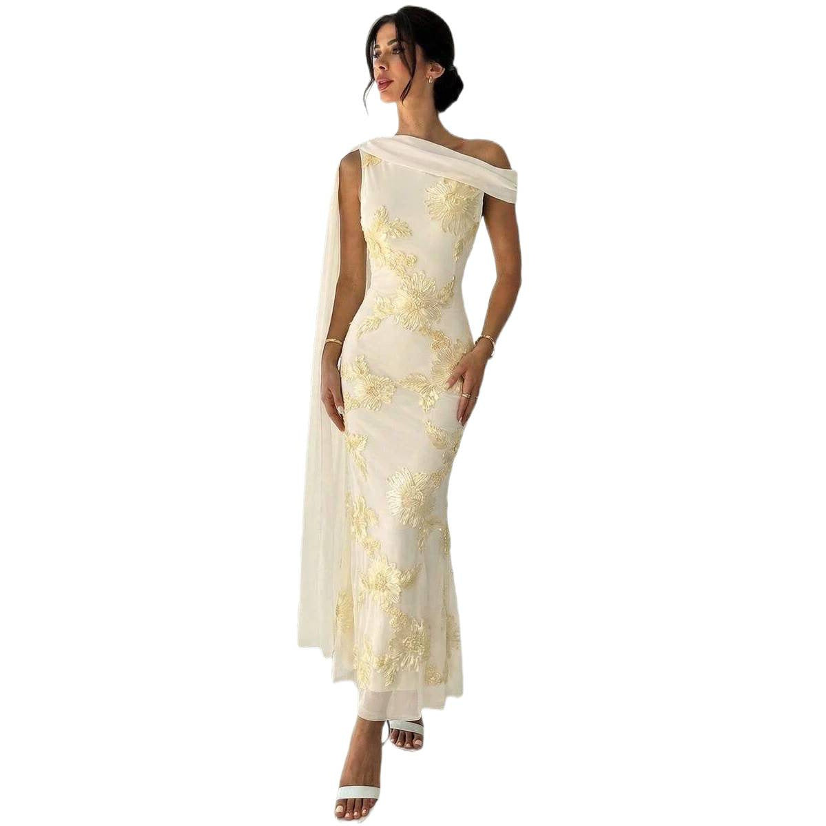 Sancia 3D Floral One-Shoulder Streamer Maxi Dress - additional view 5