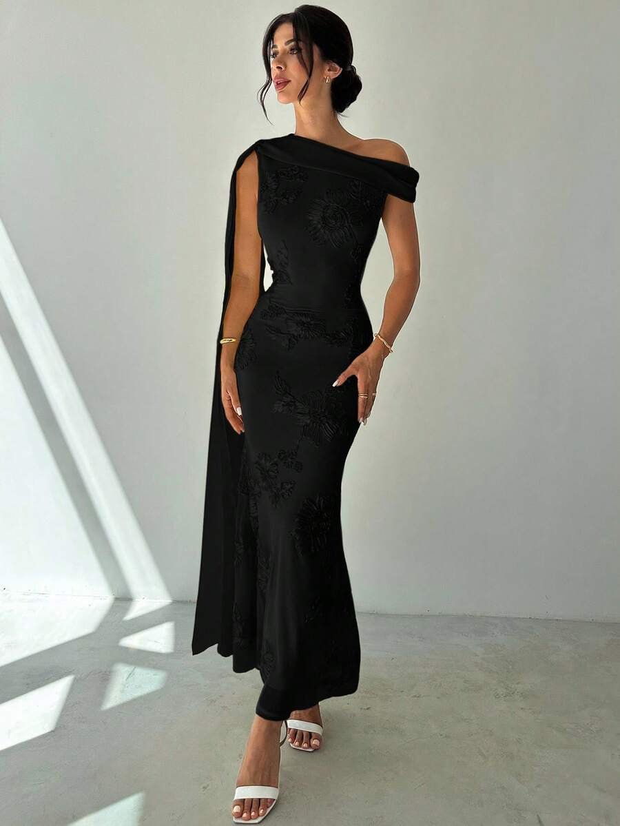 Sancia 3D Floral One-Shoulder Streamer Maxi Dress - additional view 9