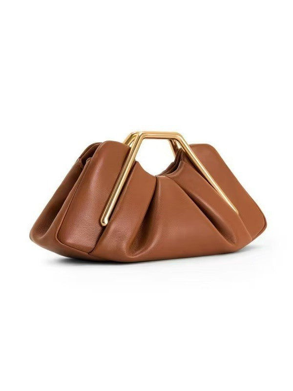 Sculptural Soft Leather Cloud Clutch — full length
