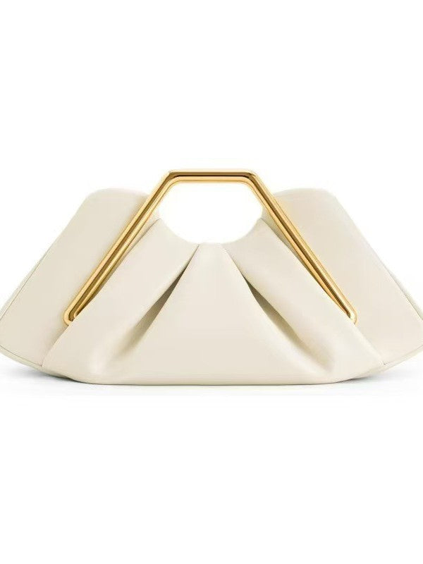 Sculptural Soft Leather Cloud Clutch — styled look