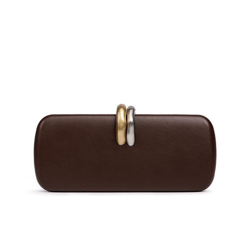Sculptural Two-Tone Clasp Evening Clutch — color reference