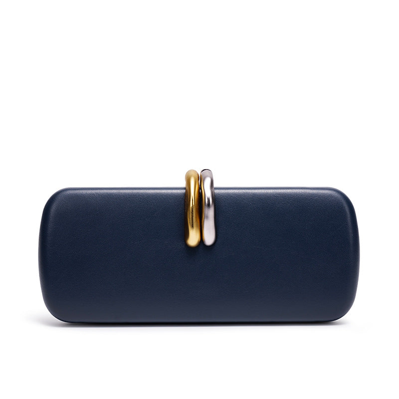 Sculptural Two-Tone Clasp Evening Clutch — alternate angle