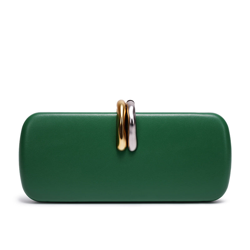Sculptural Two-Tone Clasp Evening Clutch — front view