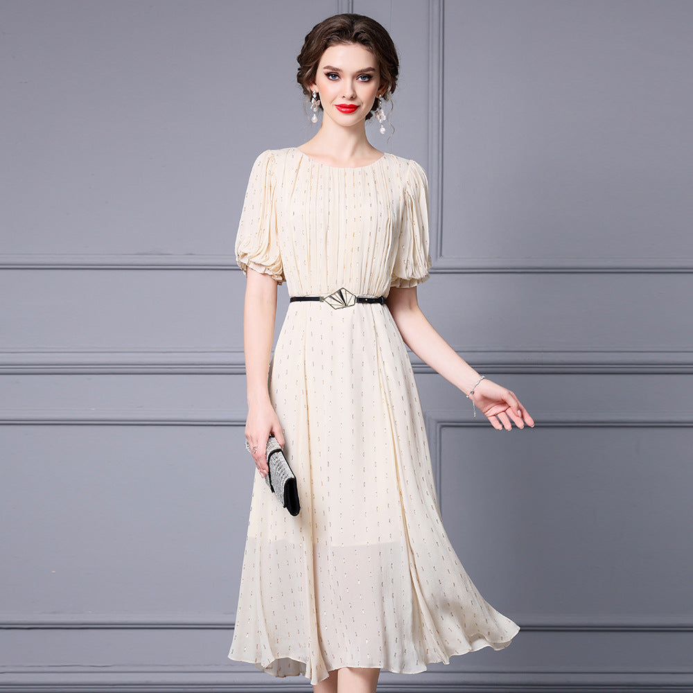 Seraphina Beige Silk Bodycon Dress — side view