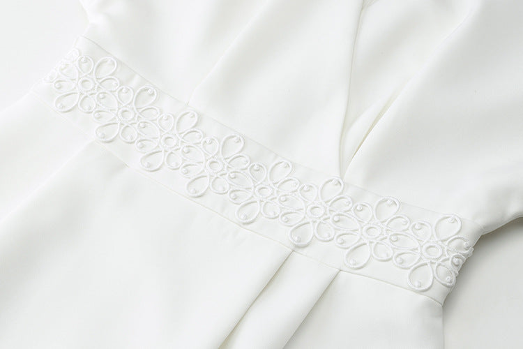Sexy White V-Neck Dinner Dress — silhouette