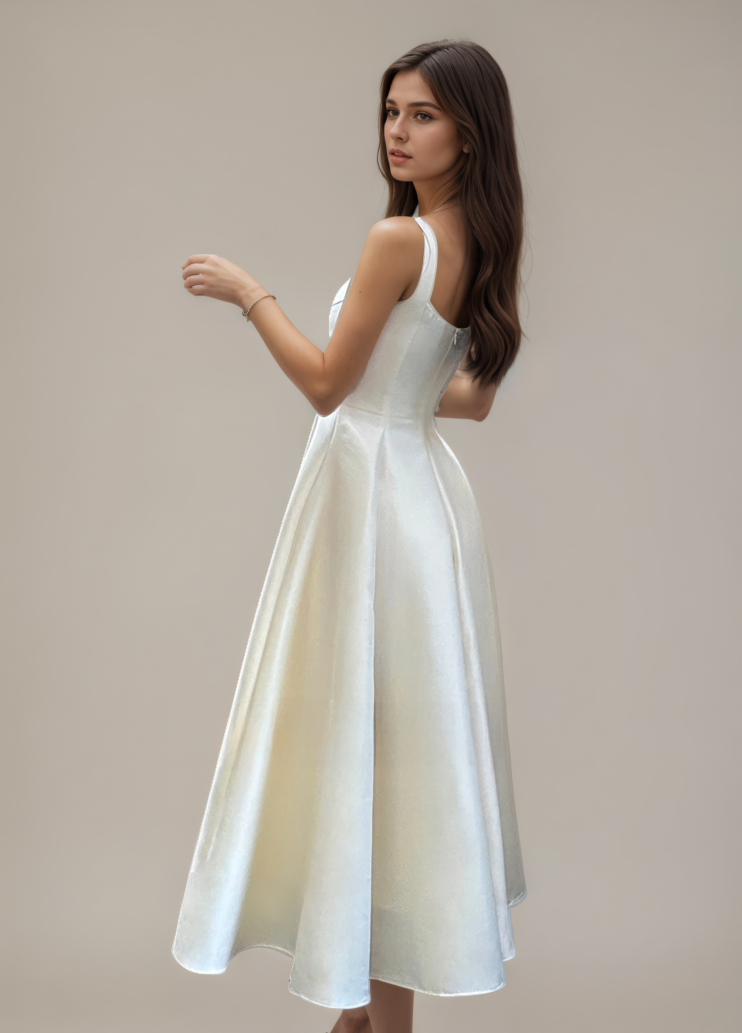 Lumière Silk Grace A-Line Midi Dress