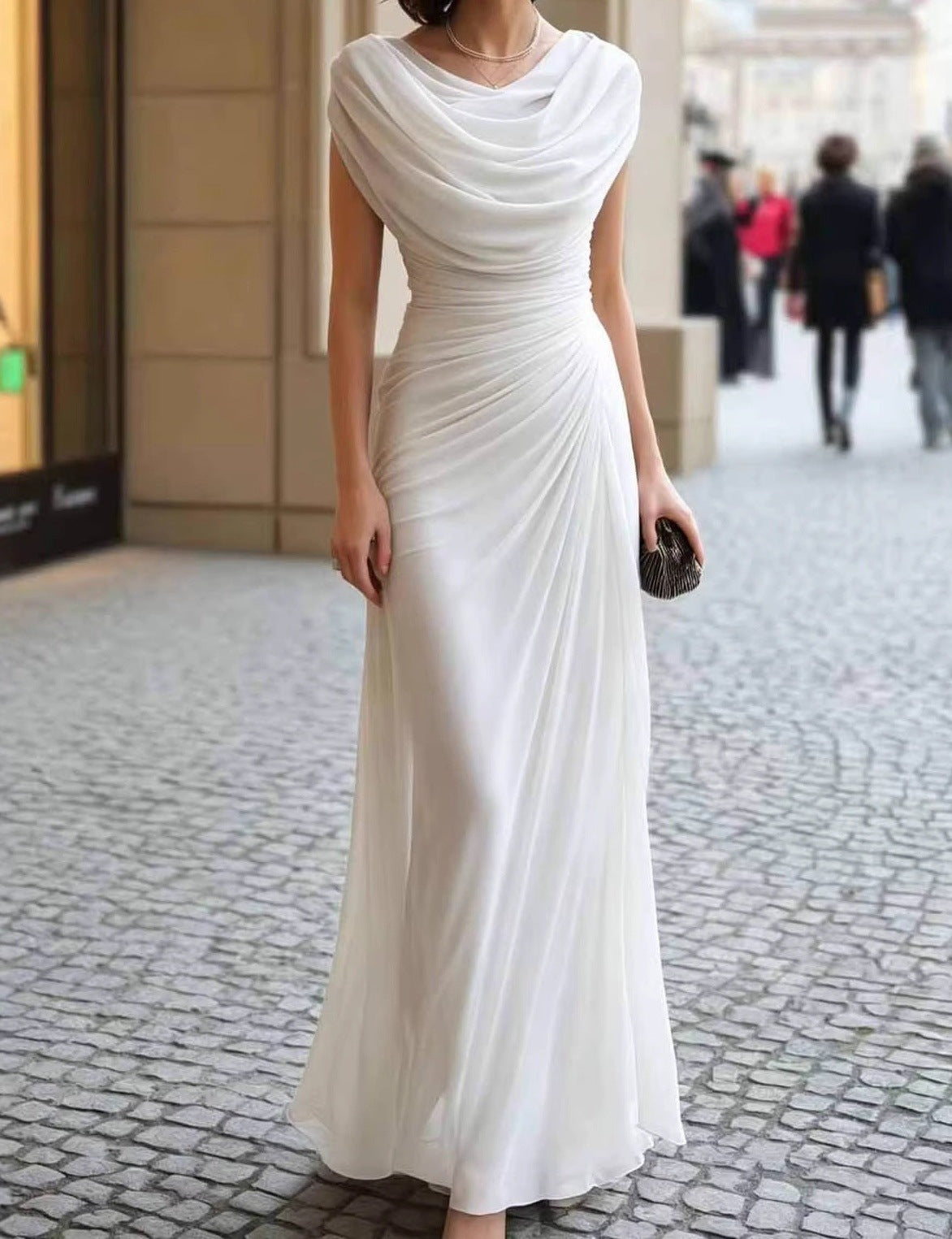 Sidonie Pleated Draped Cowl Neck Maxi Gown - additional view 8