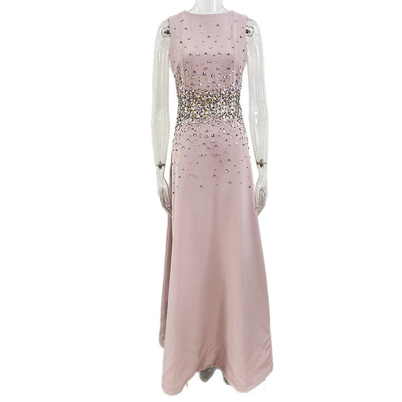 Sleeveless Beaded Crystal Evening Gown — styled look
