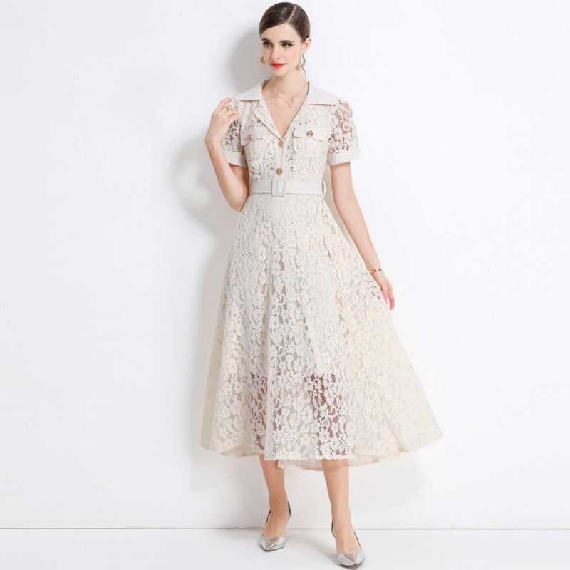 Solange Blue Lace Maxi Dress — styled look