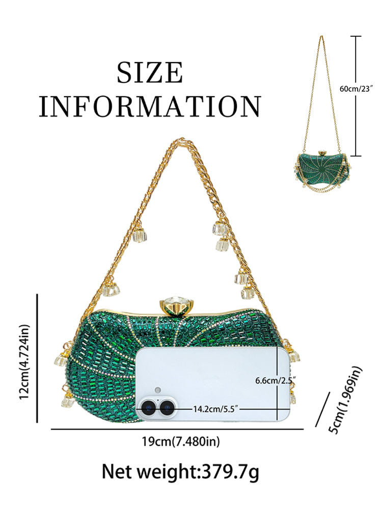 Sparkling Italian-Inspired Rhinestone Evening Clutch — back view