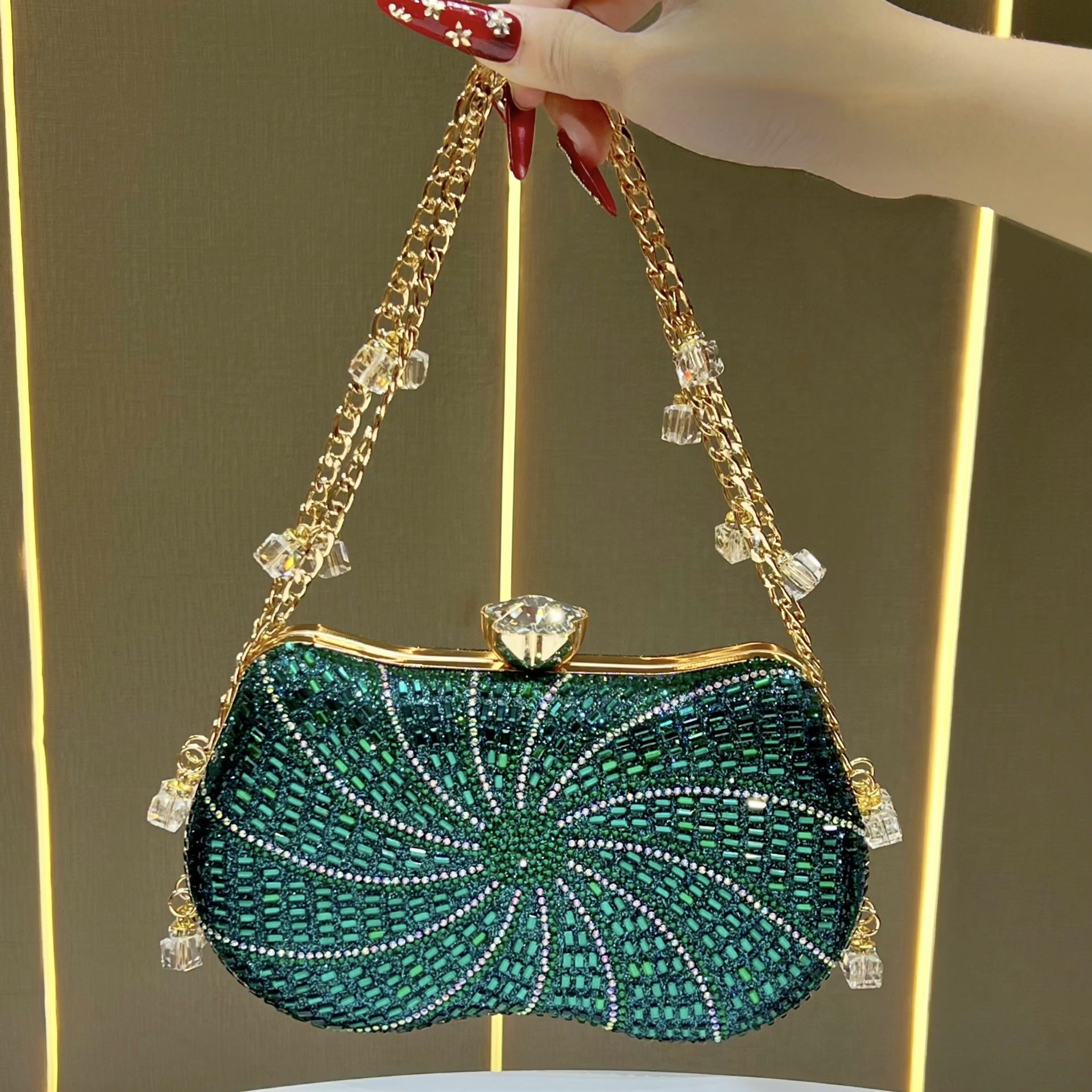 Sparkling Italian-Inspired Rhinestone Evening Clutch — side view