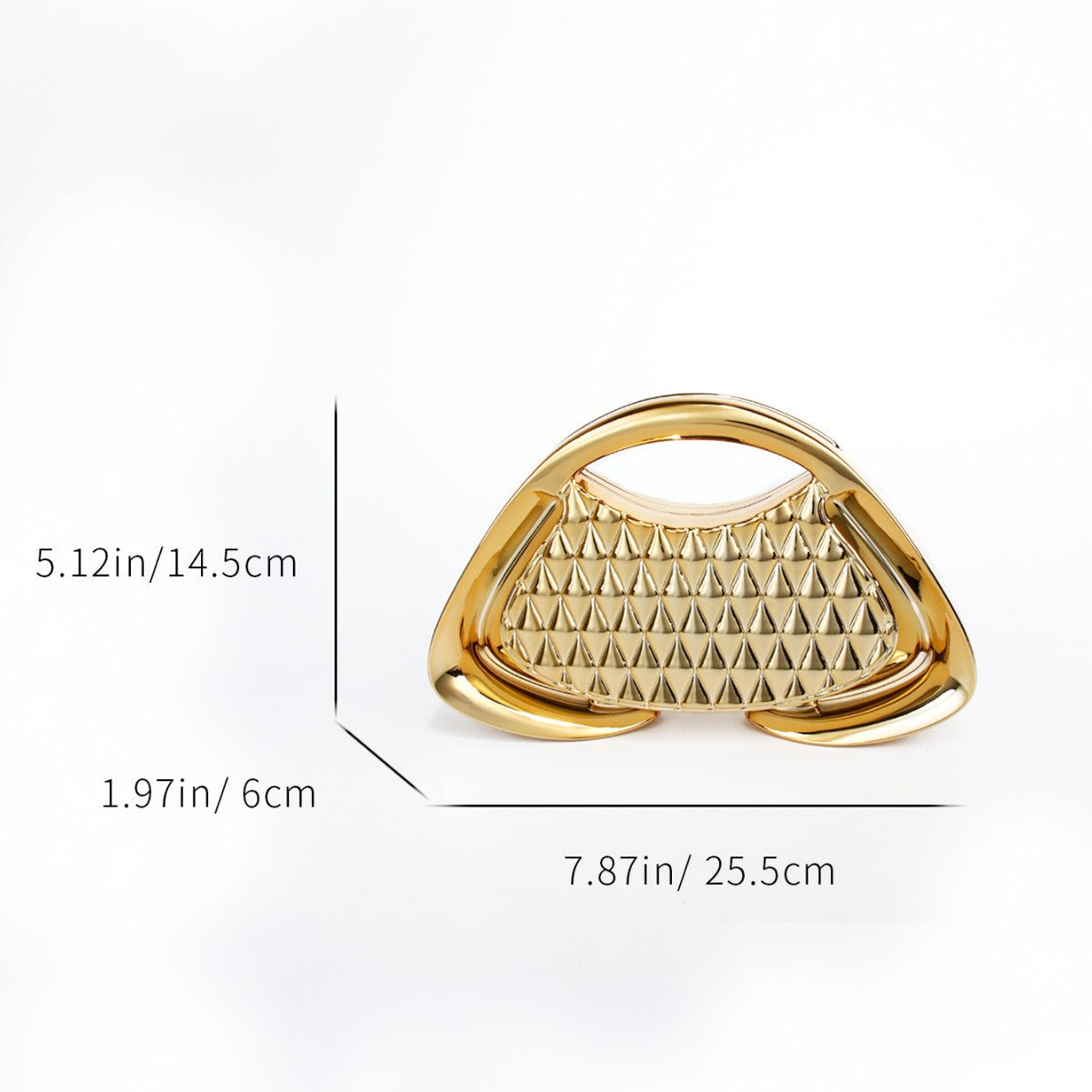 Quilted Metallic Sculpted Clutch — full length