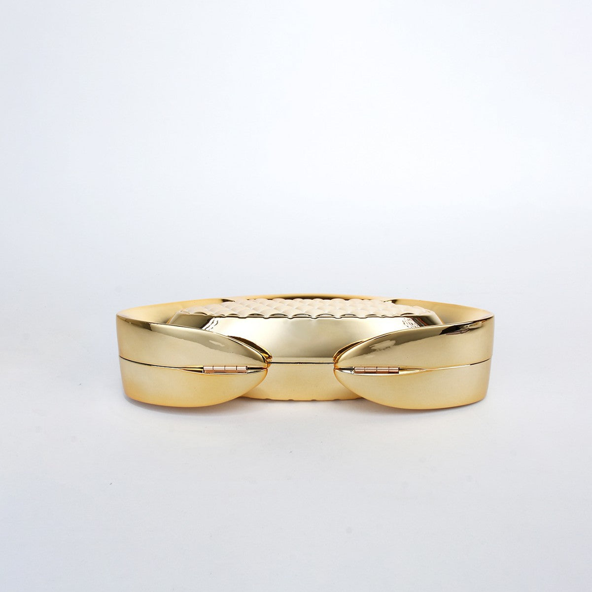 Quilted Metallic Sculpted Clutch — fabric and detail