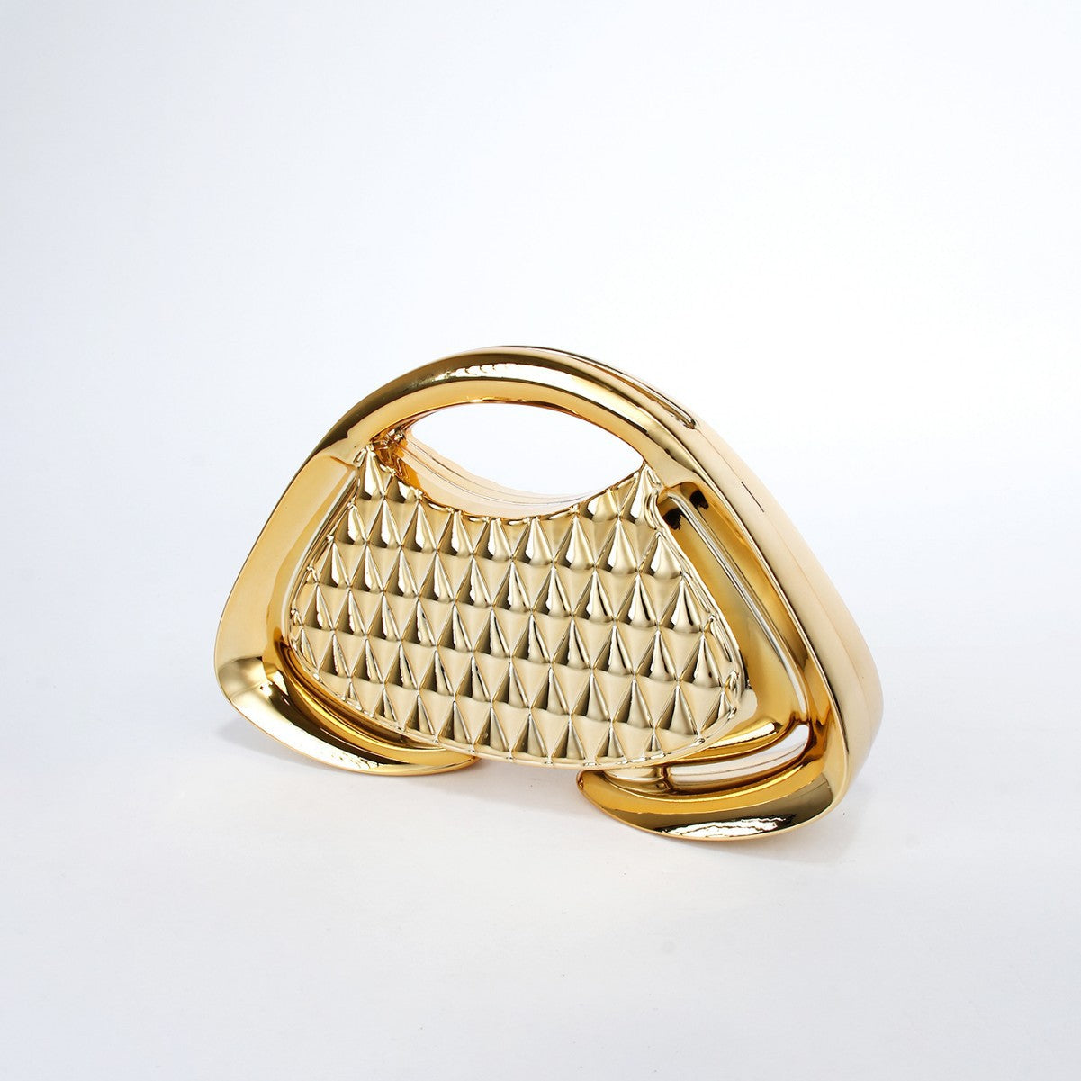 Quilted Metallic Sculpted Clutch — back view