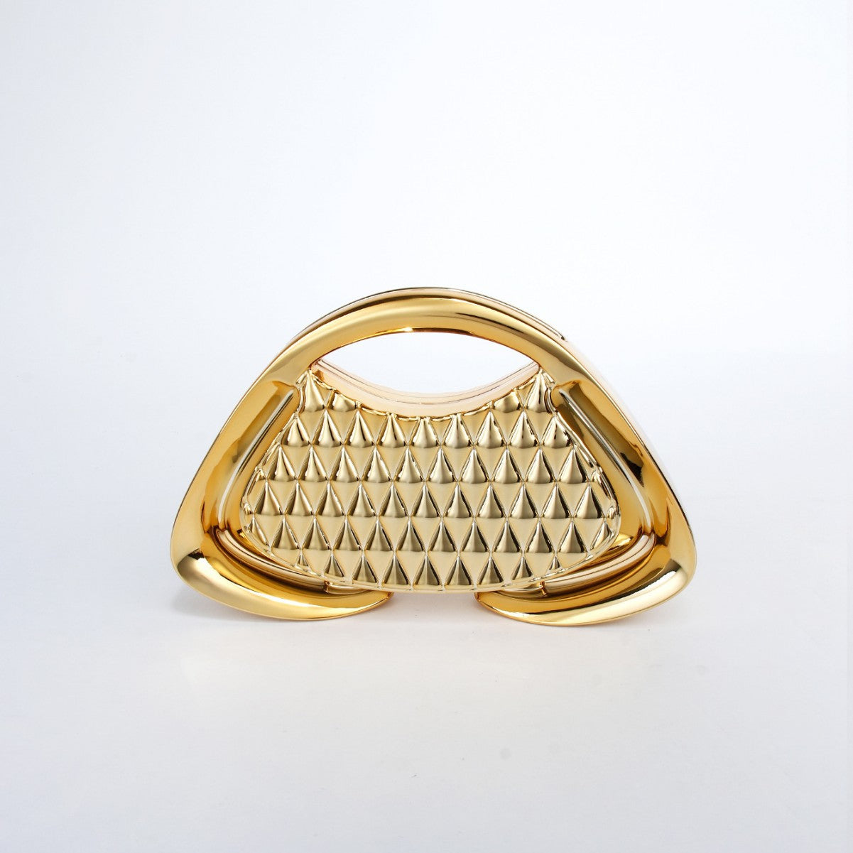 Quilted Metallic Sculpted Clutch — side view