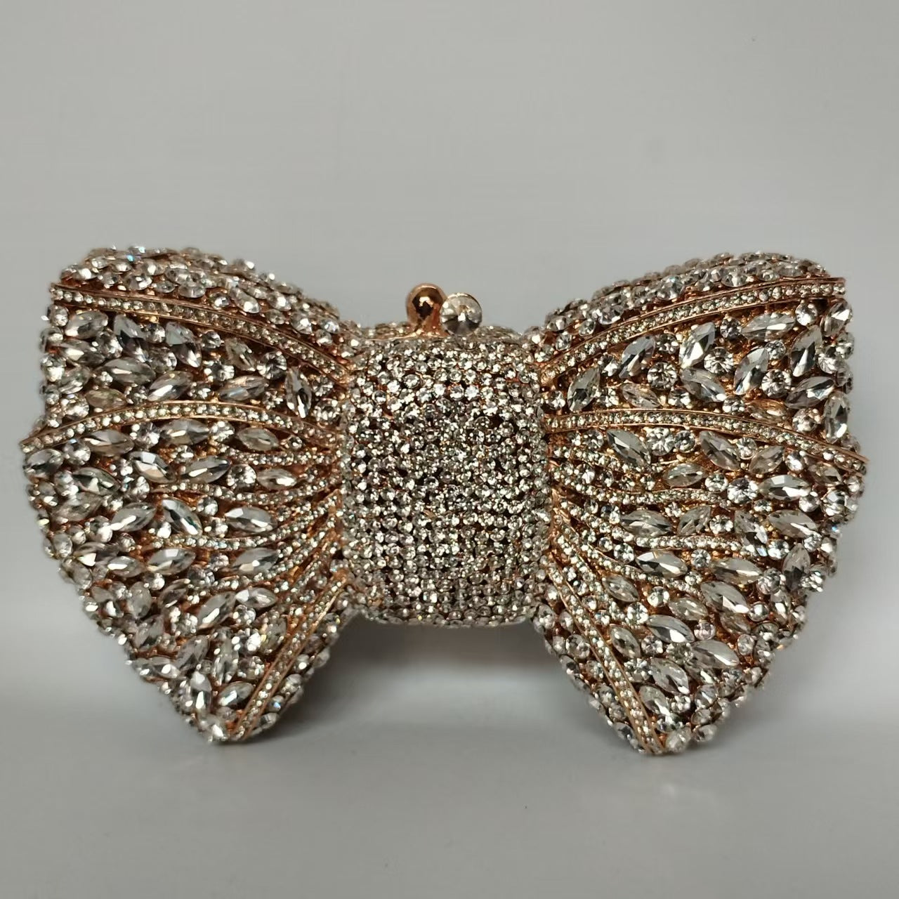 Rhinestone Bow Crystal Wedding Clutch — silhouette