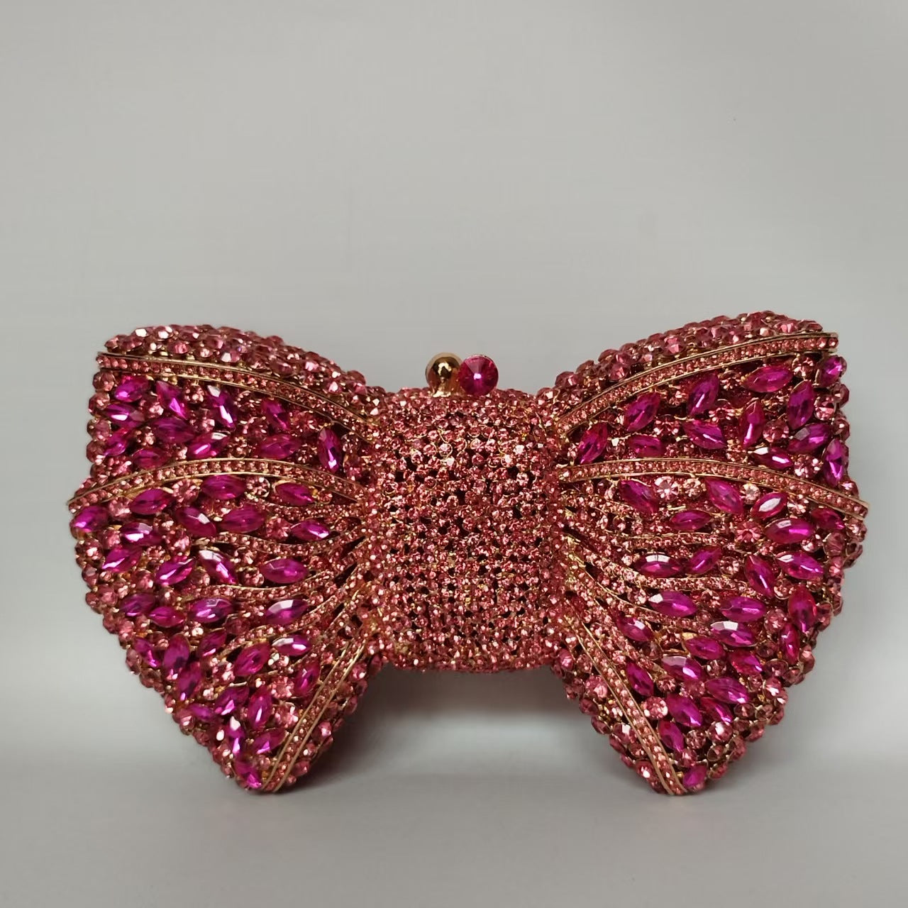 Rhinestone Bow Crystal Wedding Clutch — front view