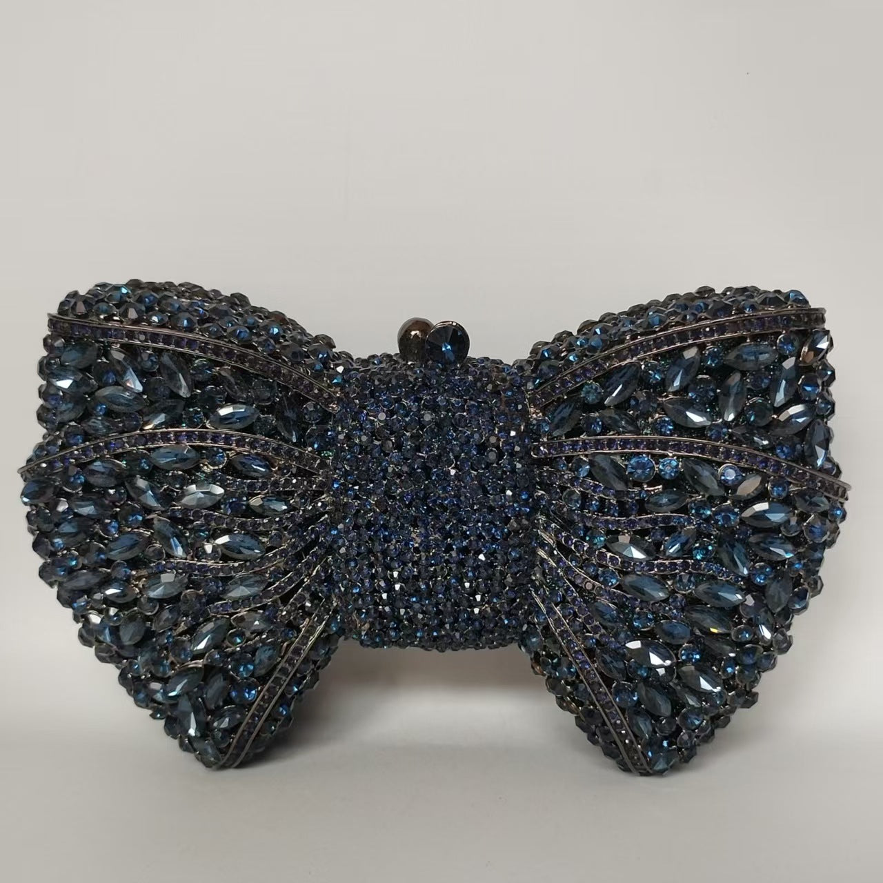 Rhinestone Bow Crystal Wedding Clutch — full length