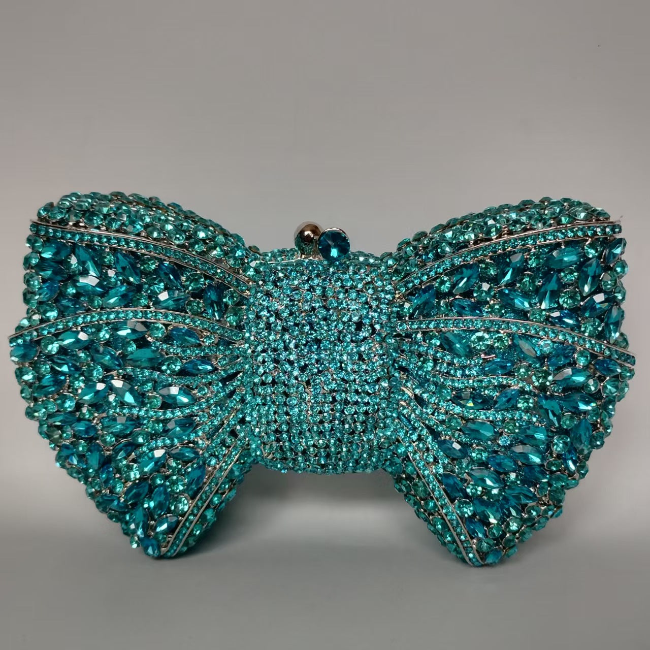 Rhinestone Bow Crystal Wedding Clutch — styled look