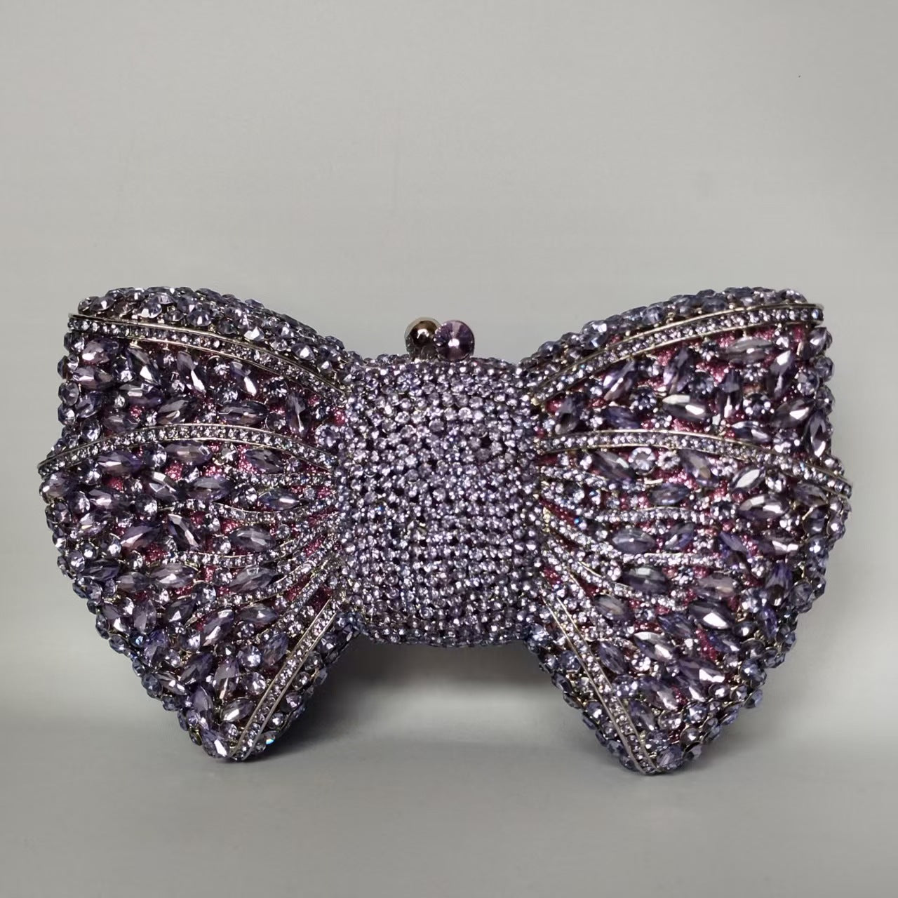 Rhinestone Bow Crystal Wedding Clutch — back view