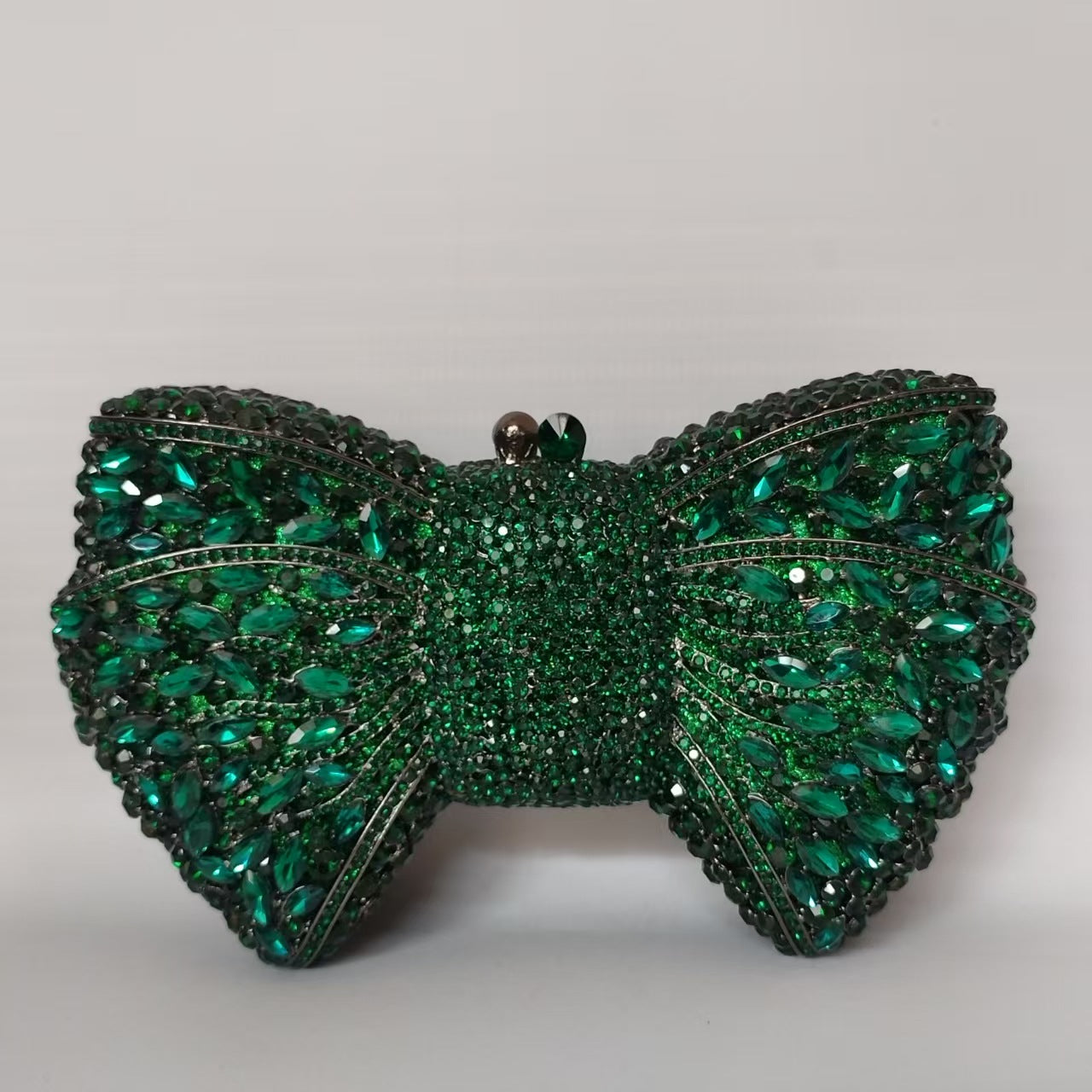 Rhinestone Bow Crystal Wedding Clutch — side view