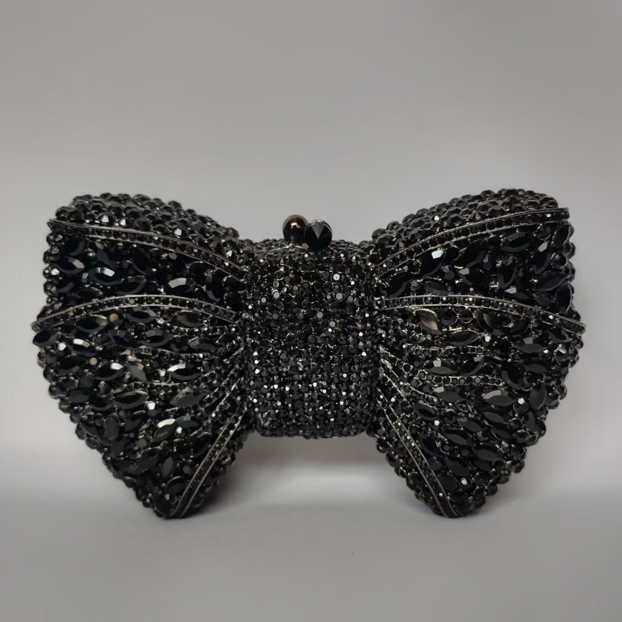 Rhinestone Bow Crystal Wedding Clutch — close-up detail