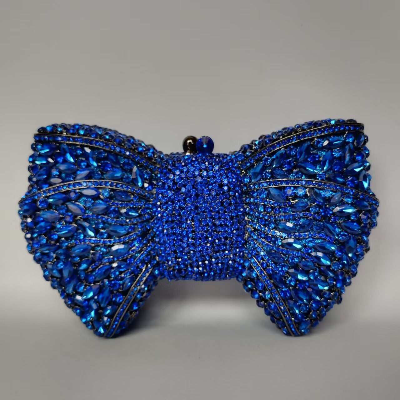 Rhinestone Bow Crystal Wedding Clutch — model wearing