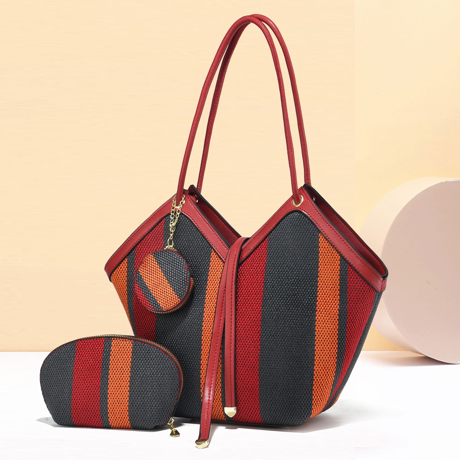 Colour Italian-Inspired Block Tote Handbag — model wearing