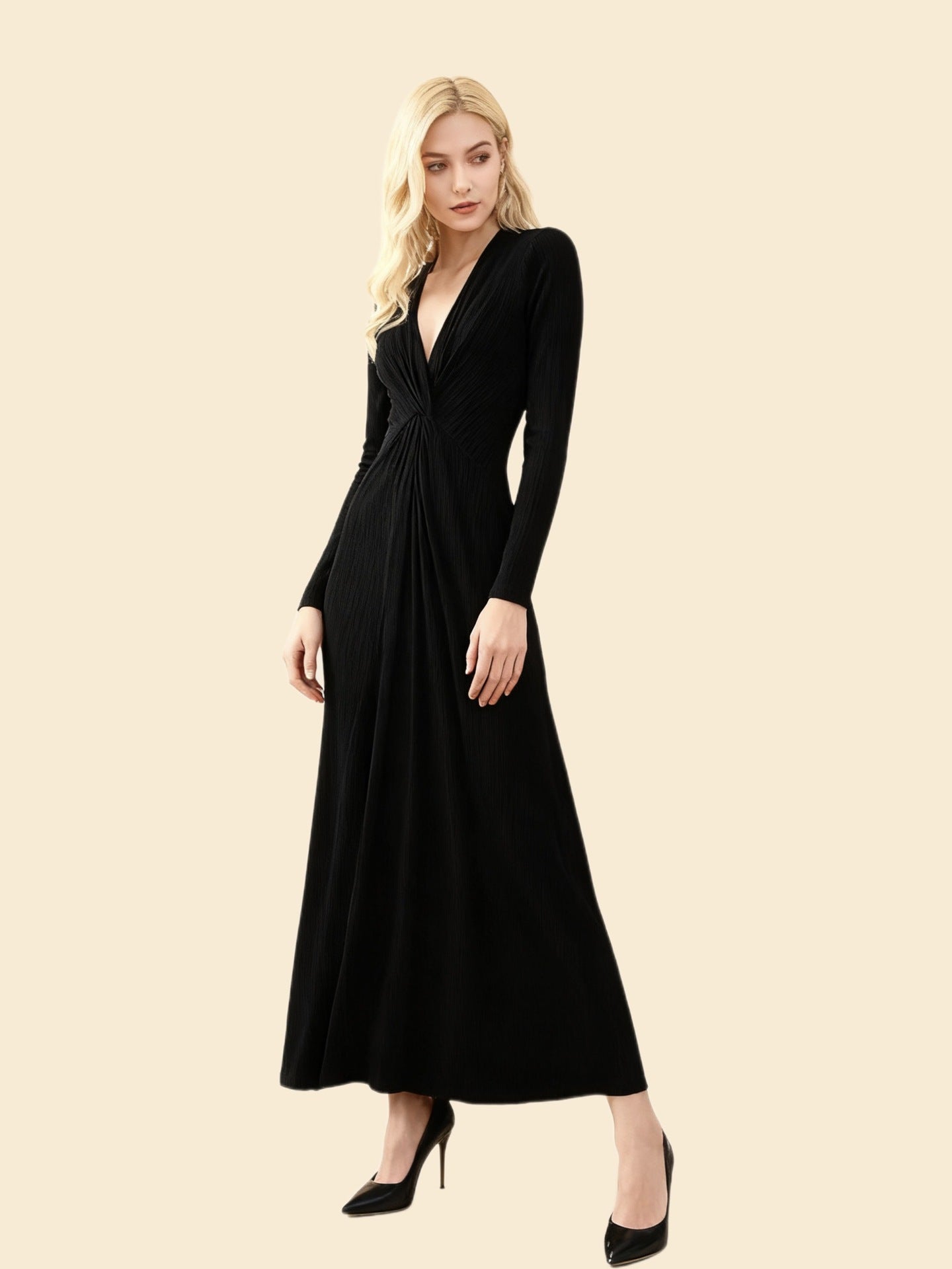 Odette Structured V-Neck Dress — styled look