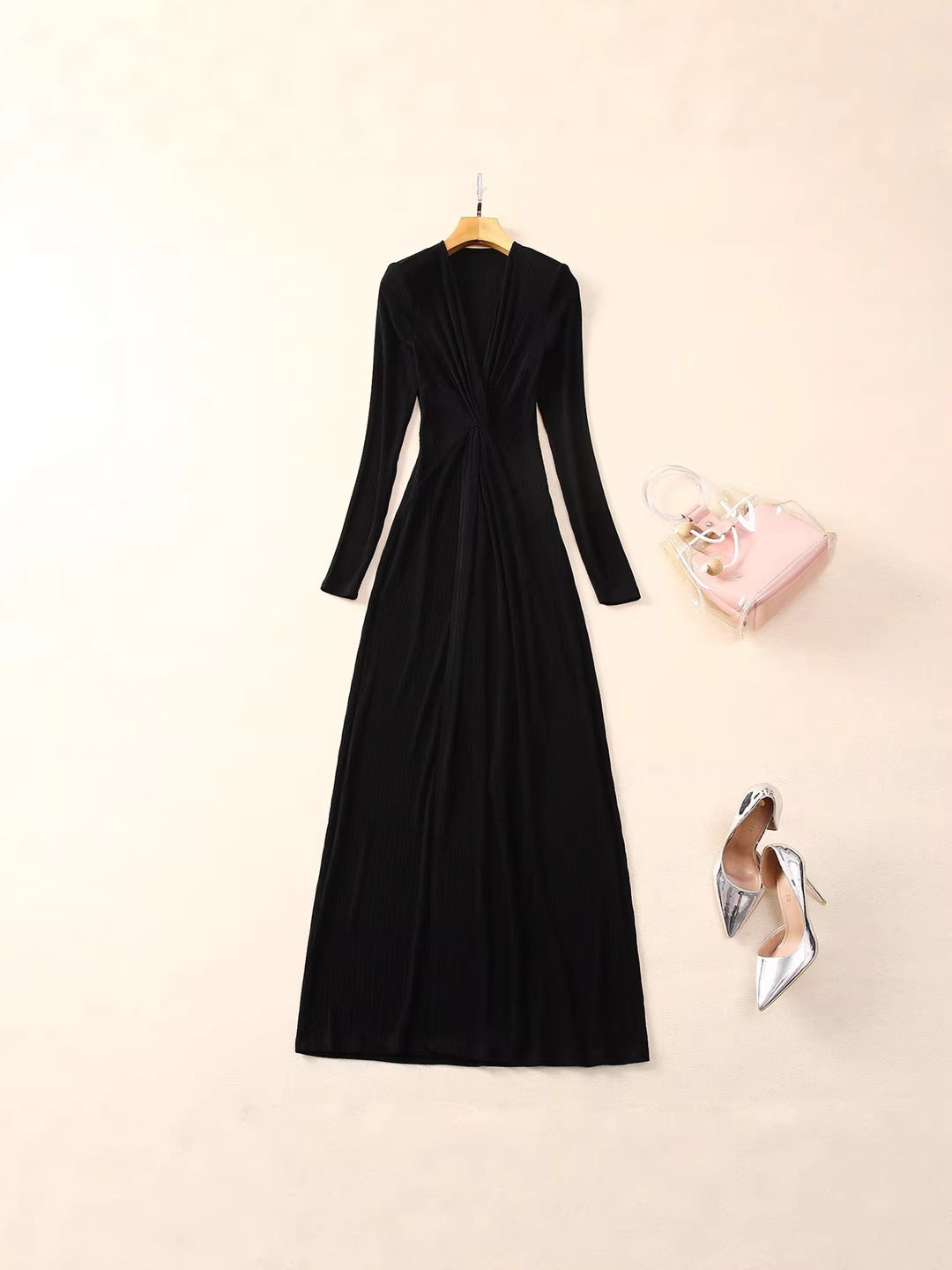 Odette Structured V-Neck Dress — back view