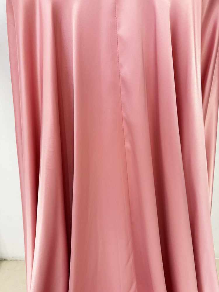 V-Neck Beaded Crystal Trailing Evening Gown — side view