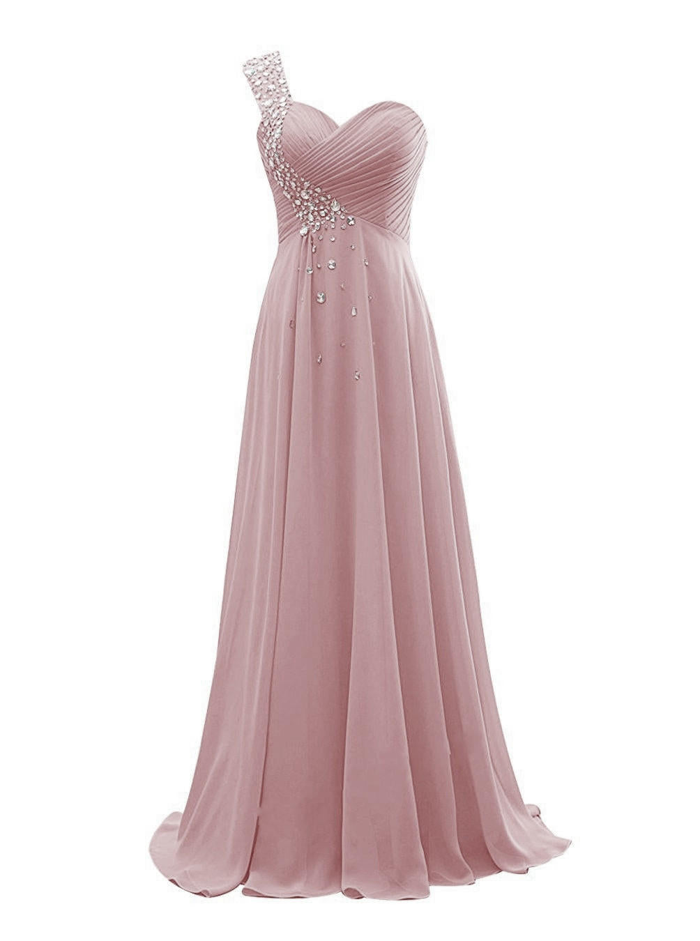Valentina One-Shoulder Chiffon Bridesmaid Gown — hem detail
