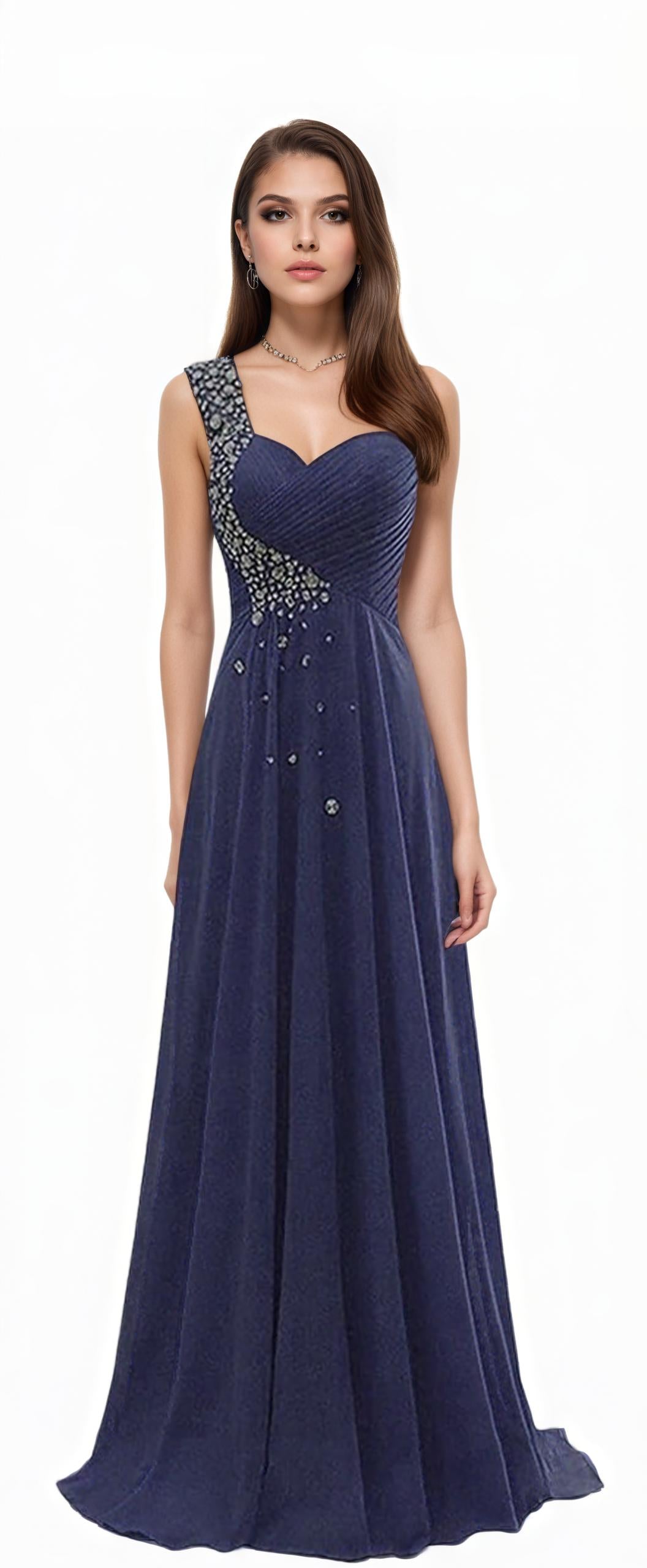 Valentina One-Shoulder Chiffon Bridesmaid Gown — full length