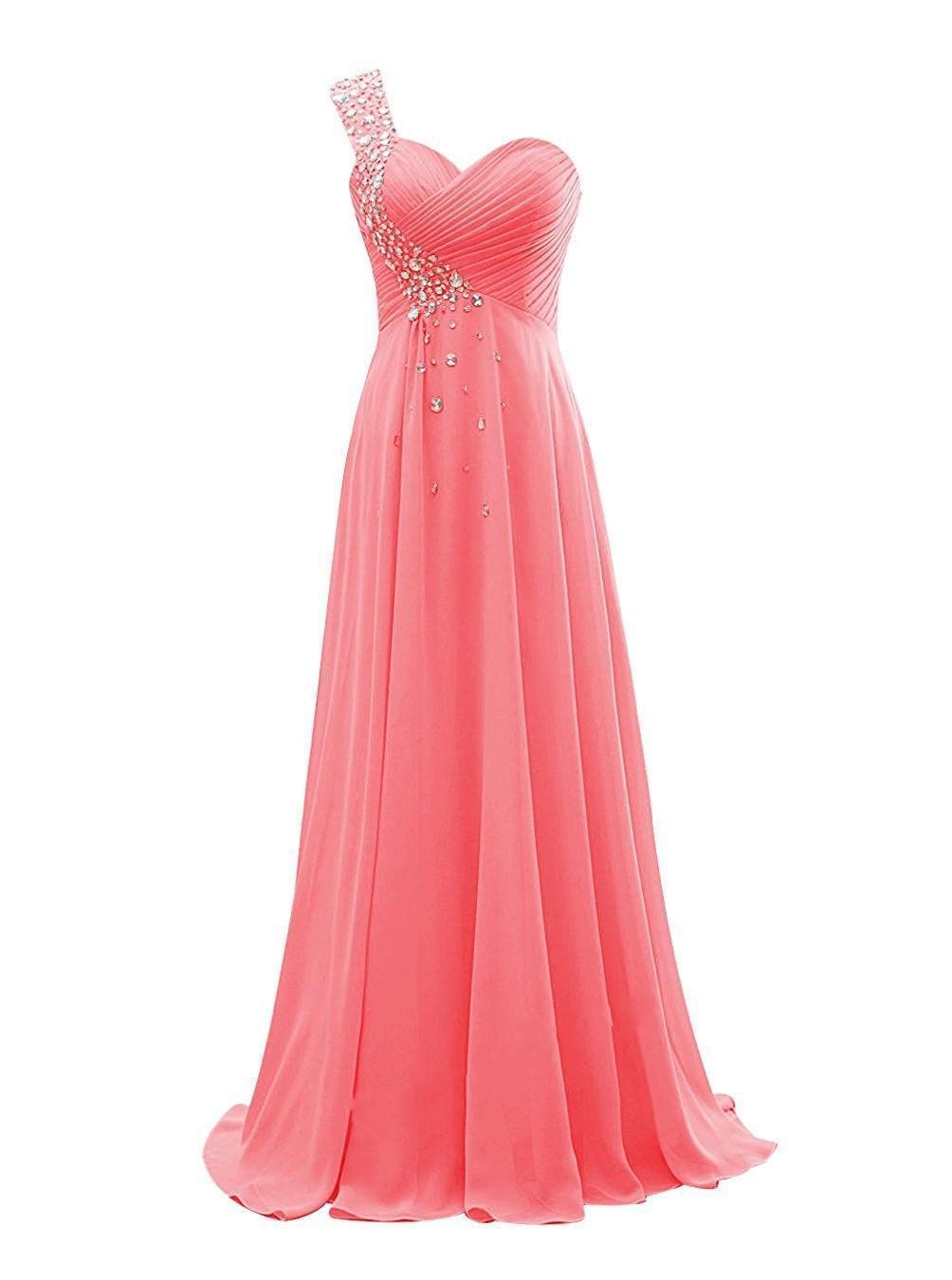 Valentina One-Shoulder Chiffon Bridesmaid Gown — back view