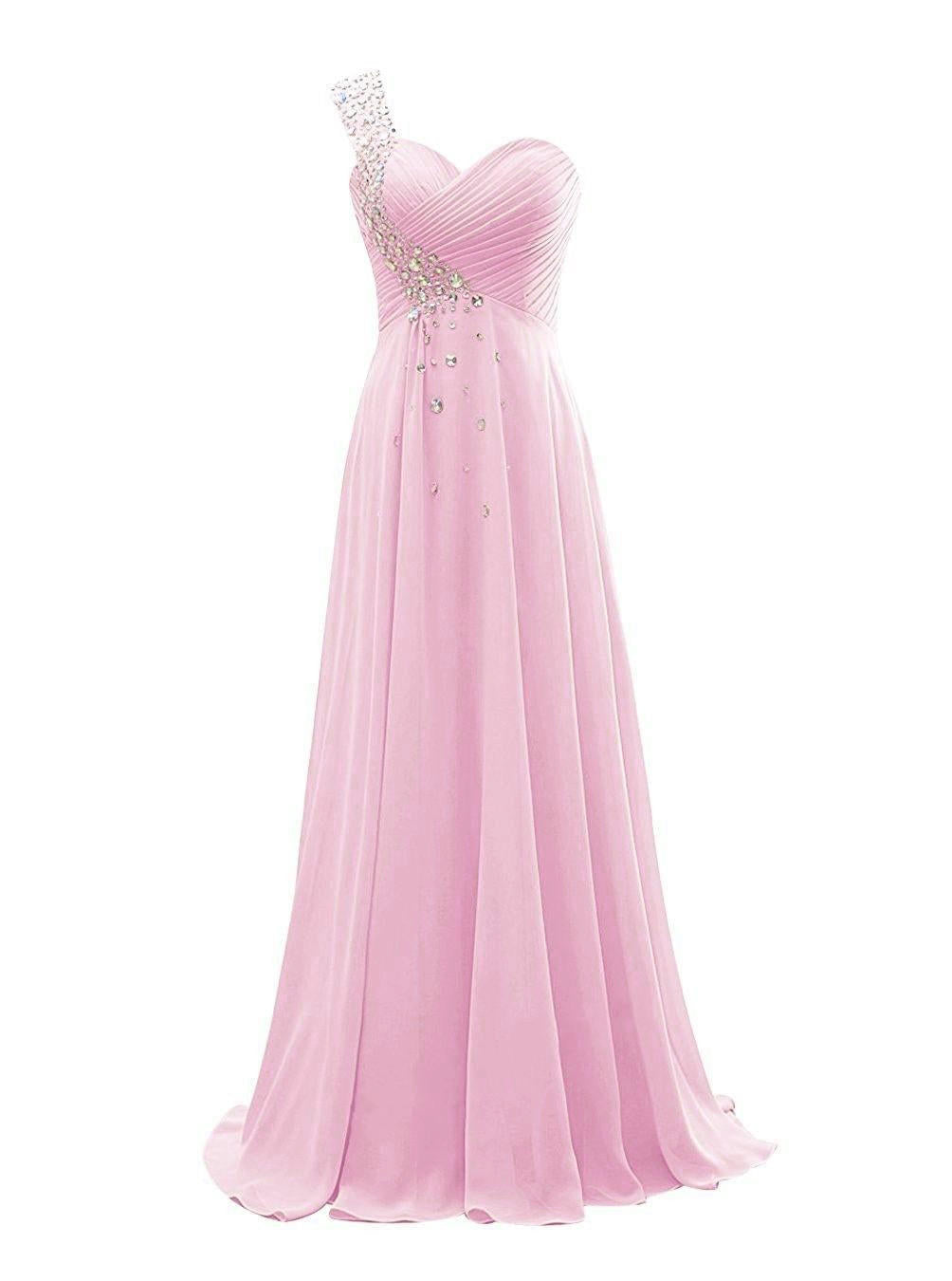 Valentina One-Shoulder Chiffon Bridesmaid Gown — model wearing