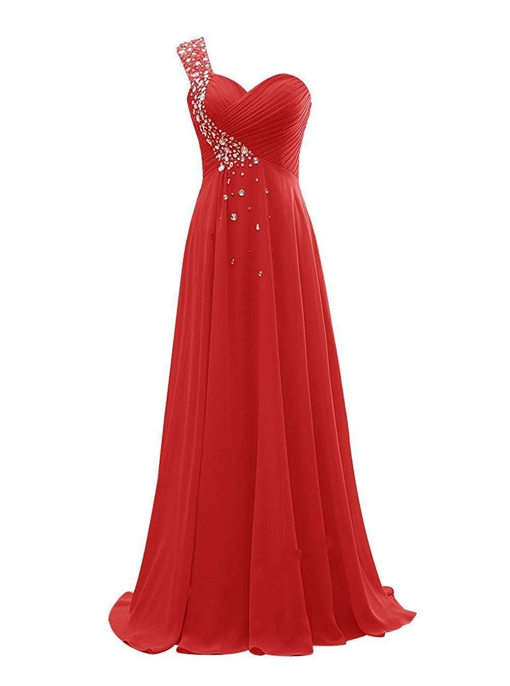 Valentina One-Shoulder Chiffon Bridesmaid Gown — runway angle