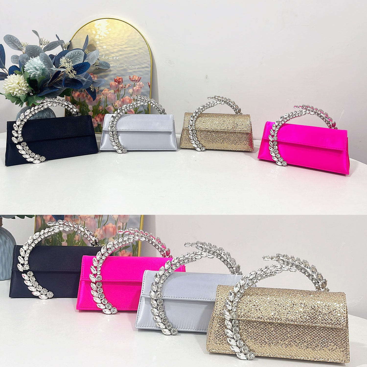 Theia Hardware-Detailed Evening Clutch — full length