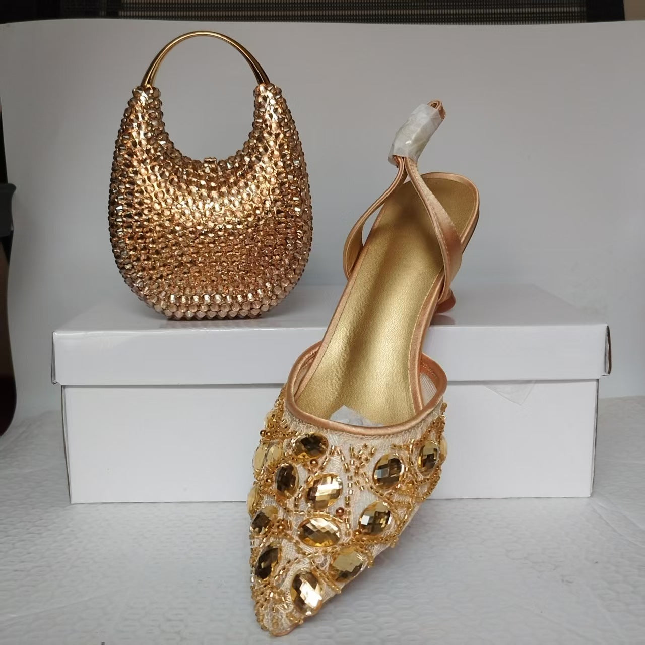 Colourful Rhinestone Bridal Stiletto Sandals — front view