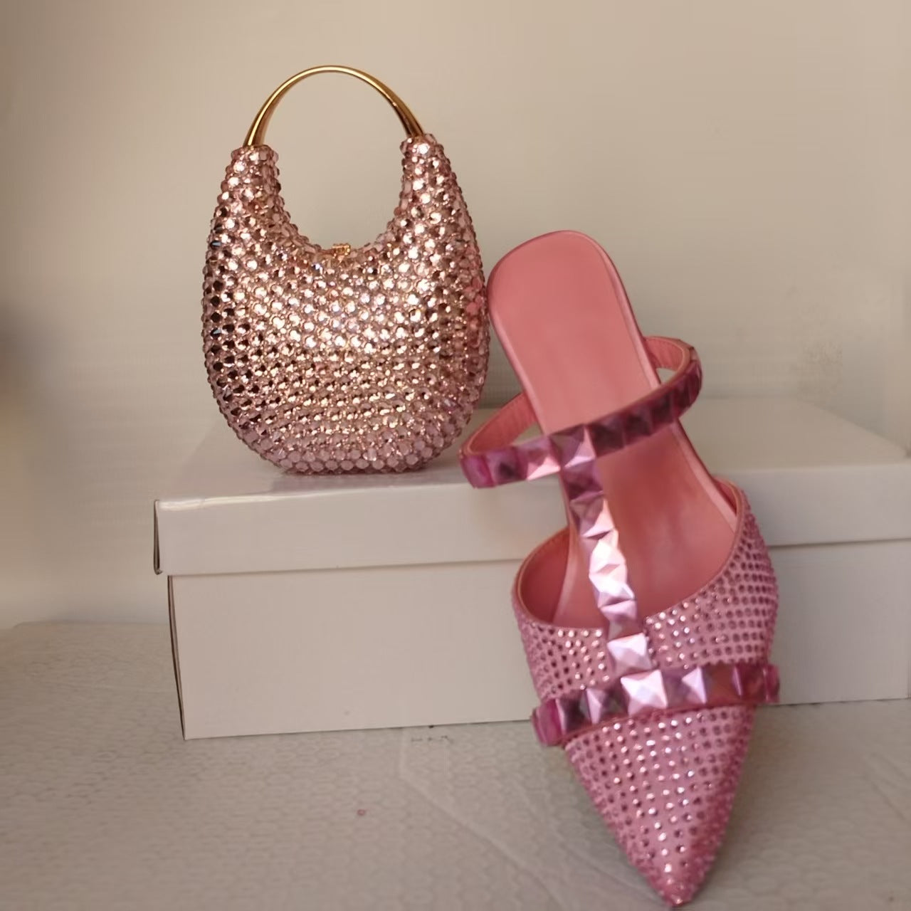 Colourful Rhinestone Bridal Stiletto Sandals — full length