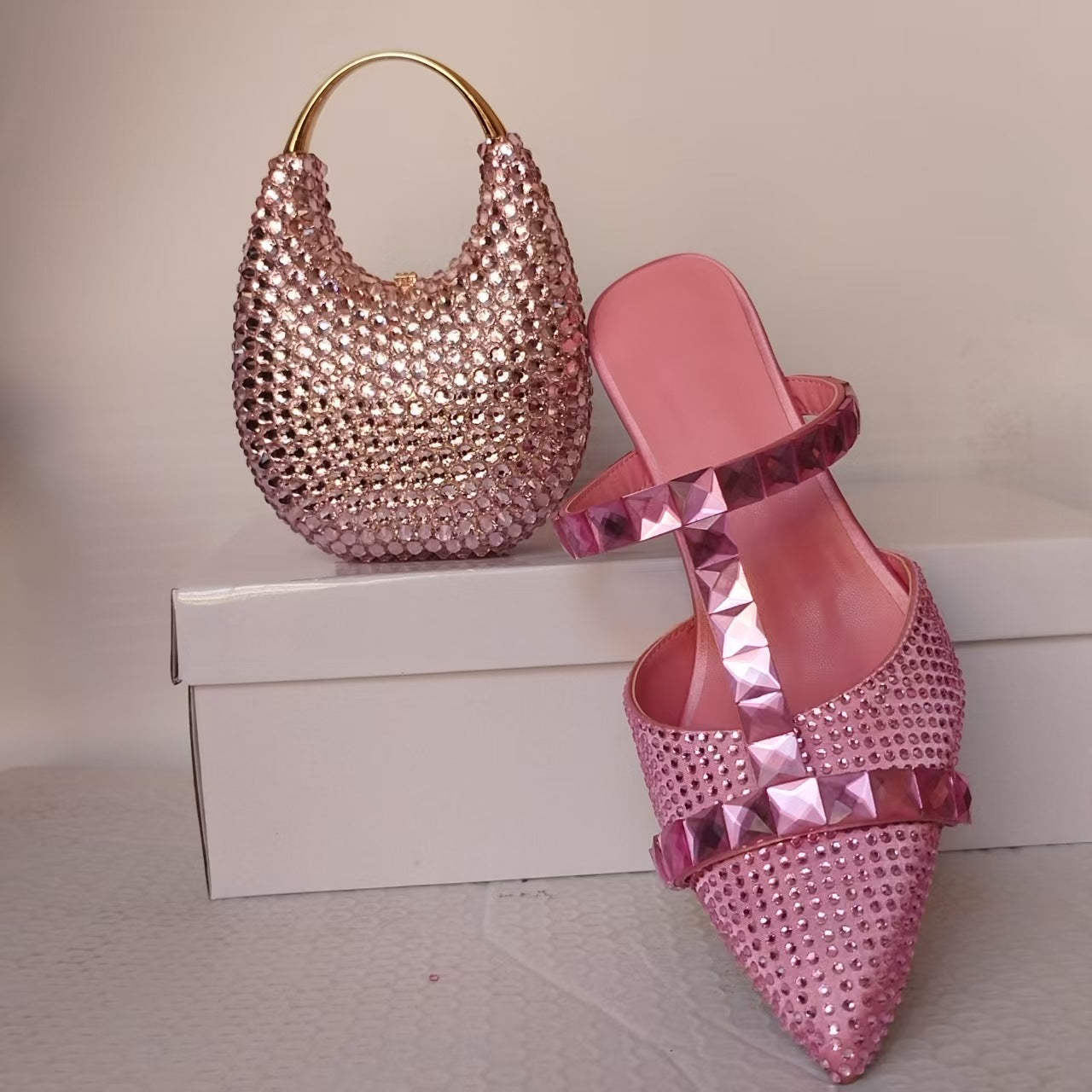 Colourful Rhinestone Bridal Stiletto Sandals — styled look