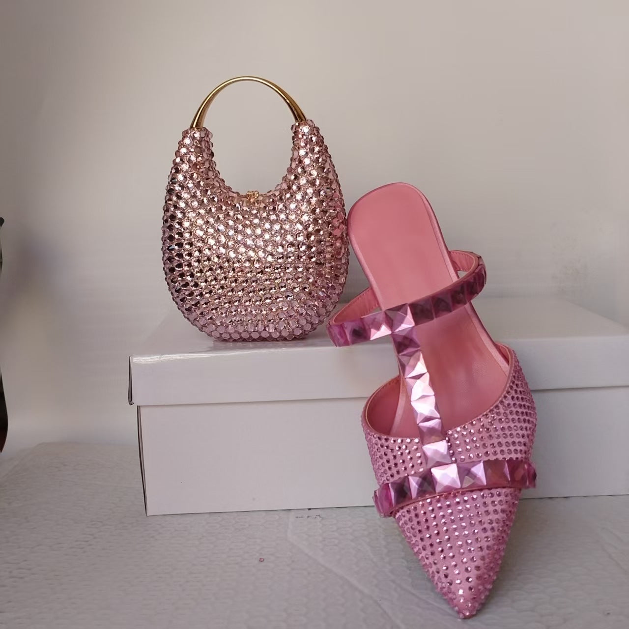 Colourful Rhinestone Bridal Stiletto Sandals — fabric and detail