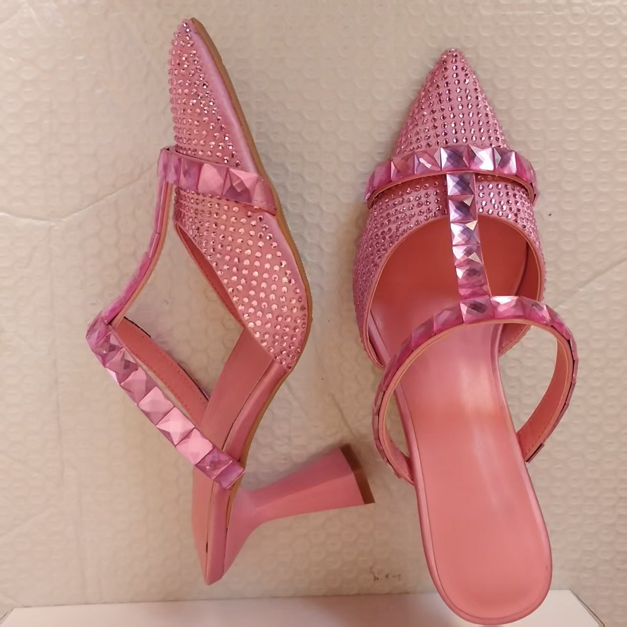 Colourful Rhinestone Bridal Stiletto Sandals — back view
