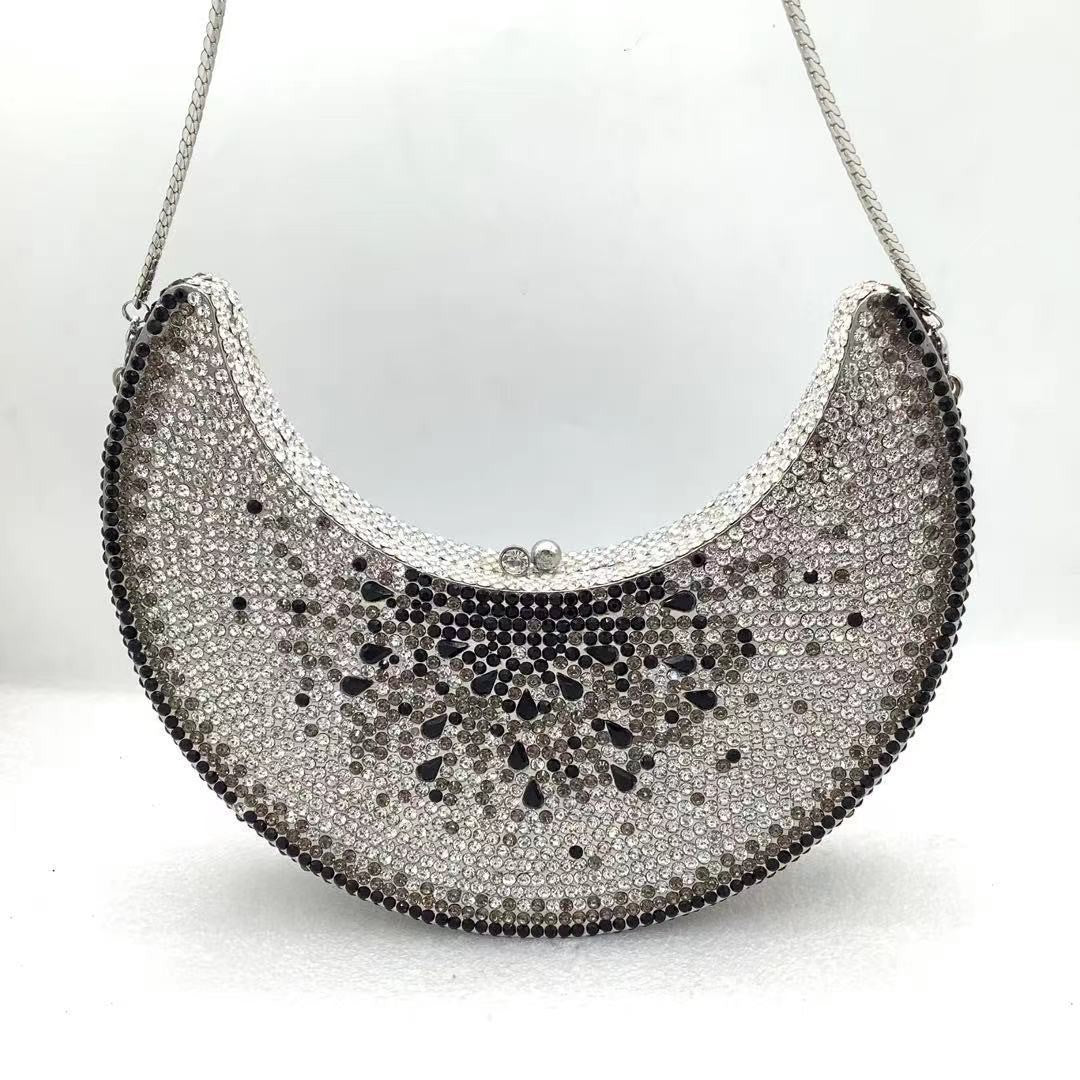Turquoise Stone Chain Evening Clutch — full length